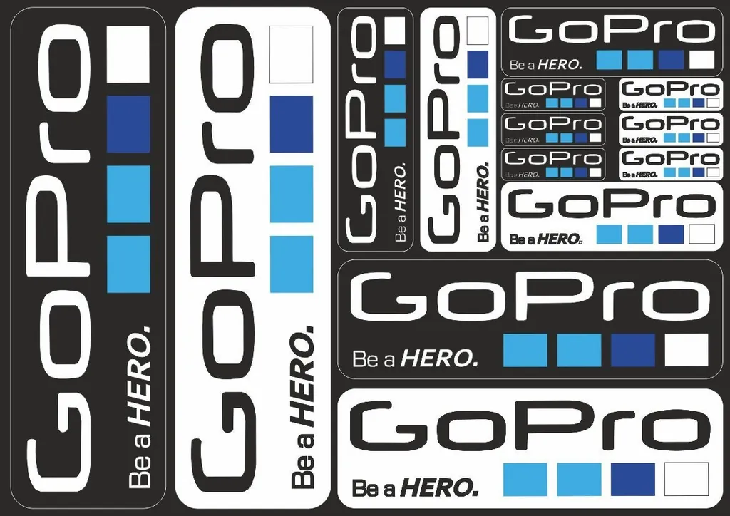 GoPro Hero Action Camera Replacement Decals Stickers Graphic Vinyl 14 Pcs B/W