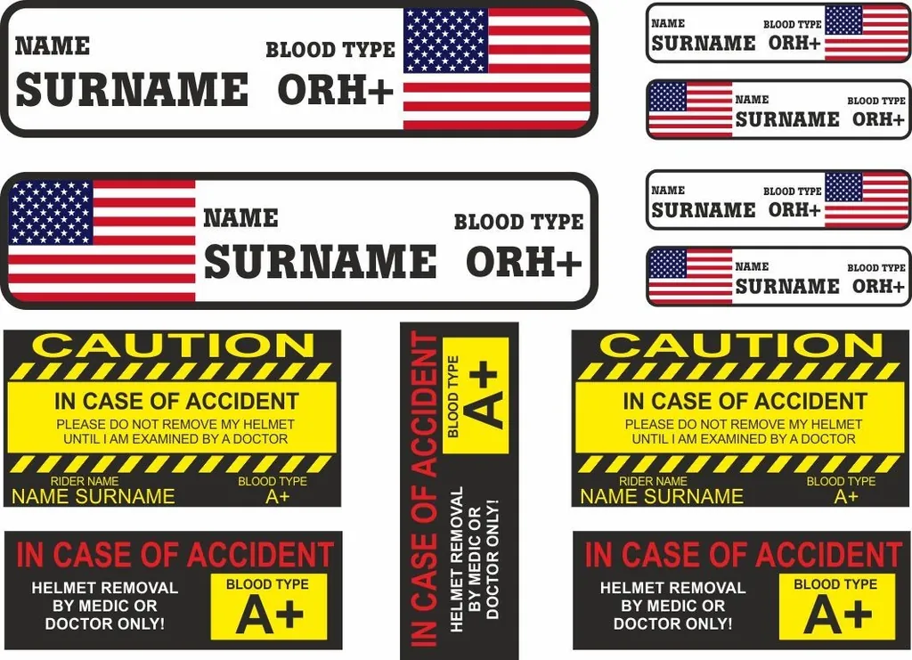 Blood Type Decal Sheet Stickers Graphic Set Logo Adhesive For Helmet & Motorcyle