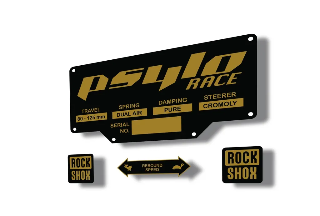 Rock Shox PSYLO RACE 2002 Mountain Bike Cycling Decal Kit Sticker Adhesive Gold