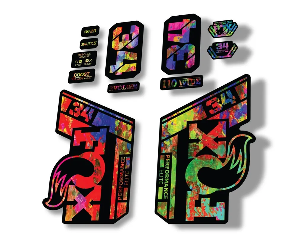 FOX 34 Performance Elite 2021 Factory Fork Decals Suspension Sticker Oil Slick