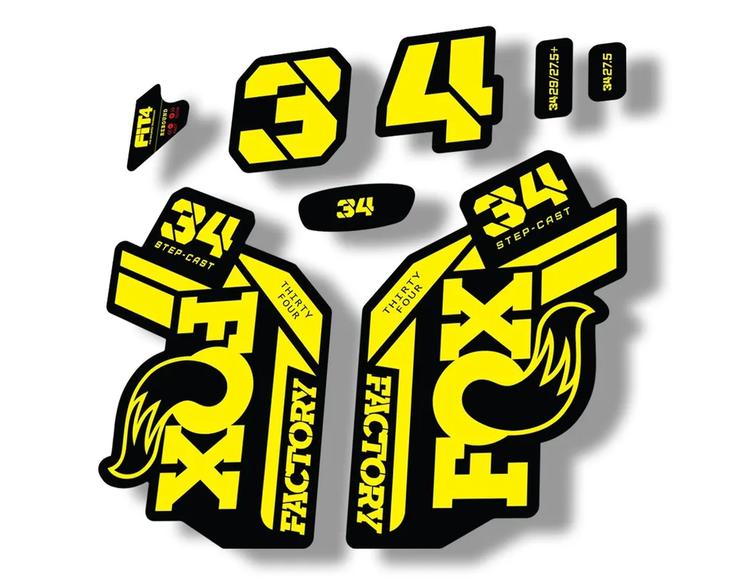 FOX 34 Step Cast SC 2021 Factory Fork Decals Suspension Sticker Adhesive Yellow
