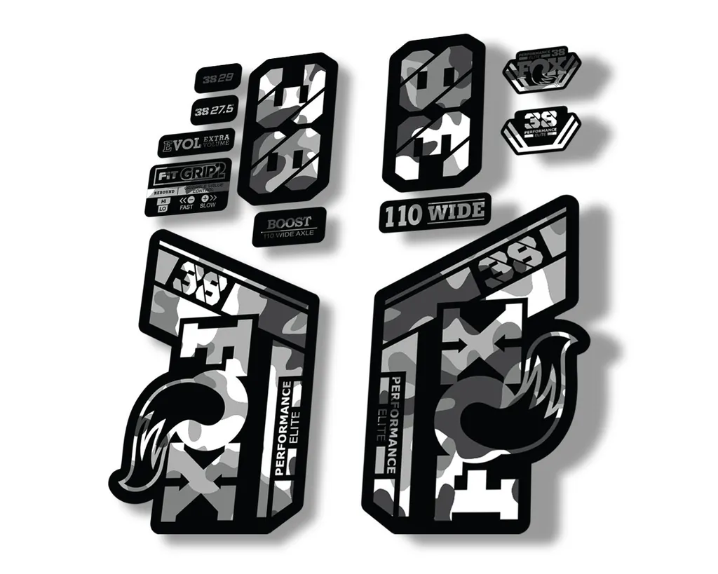 FOX 38 Performance Elite 2021 Forks Suspension Factory Decal Sticker White Camo