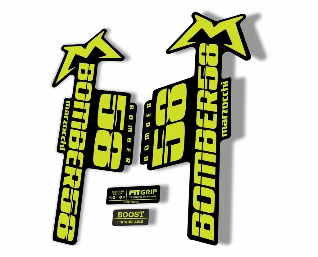 Marzocchi Bomber 58 2018 Fork Suspension Sticker Decal Kit Adhesive Lime Green