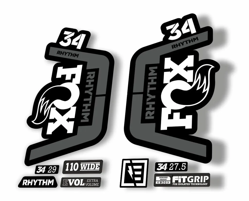 FOX 34 Rhythm 2019 Forks Suspension Factory Decal Sticker Adhesive White-Gray