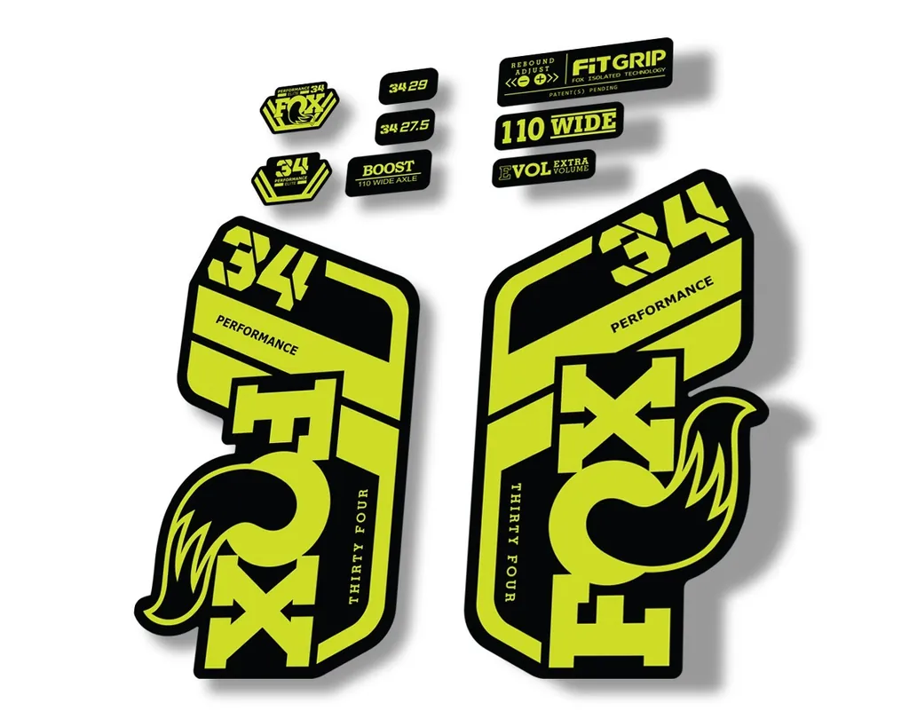 FOX 34 Performance 2021 Factory Fork Decals Suspension Sticker Lime Green