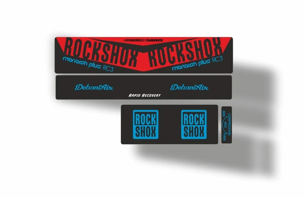 Rock Shox 2016 MONARCH Plus RC3 Rear Shock MTB Decal Sticker Adhesive Red Blue