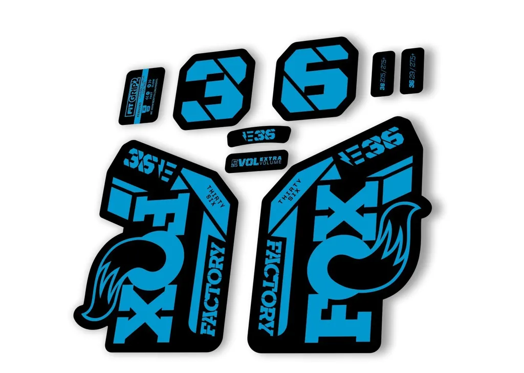 FOX 36 E-Bike Fork Decal Sticker Set 2021 Factory MTB Suspension Graphics – Blue