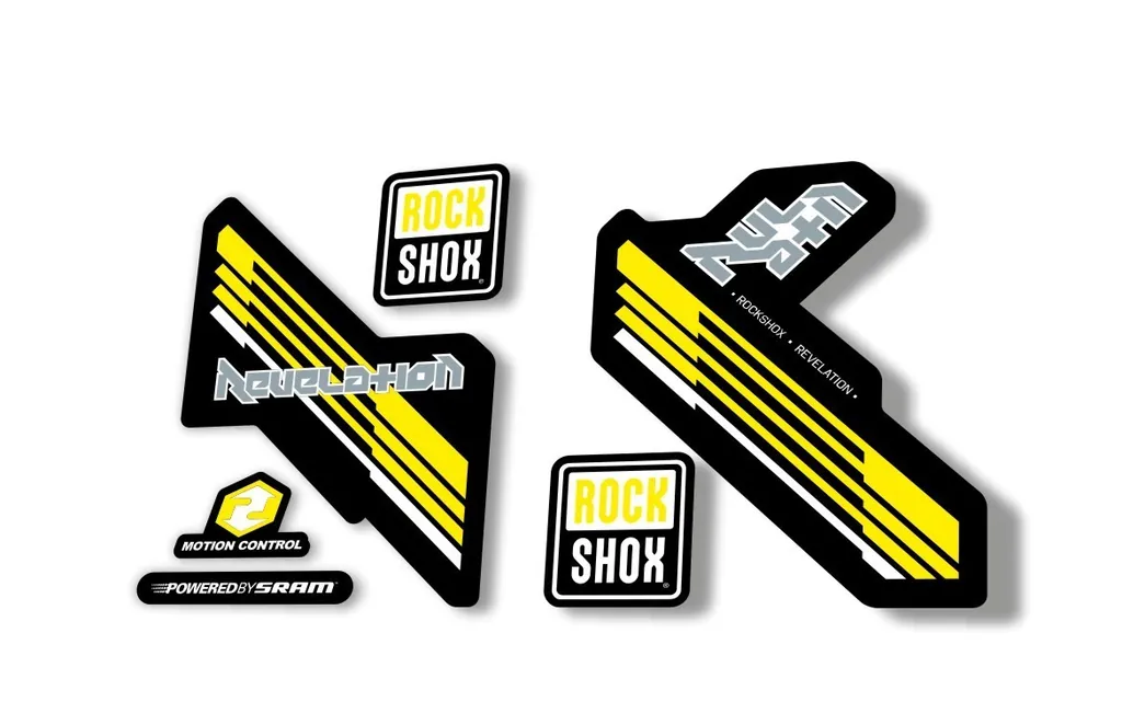 Rock Shox Revelation 2009 Mountain Bike Cycling Decal Kit Sticker Adhesiv Yellow