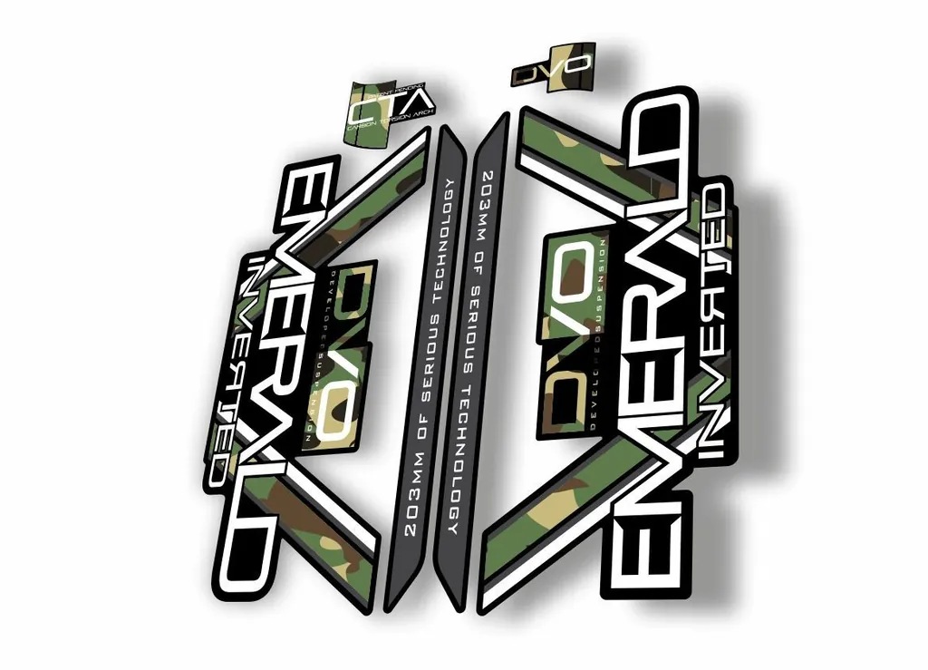 DVO 2016 EMERALD 27.5 - 29 Fork Suspension Sticker Decal Kit Adhesive Camo