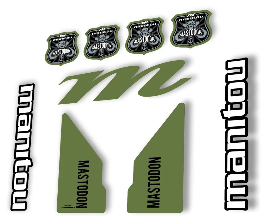 Manitou Mastadon 2017 Fork Suspension Decal Kit Sticker Set Olive