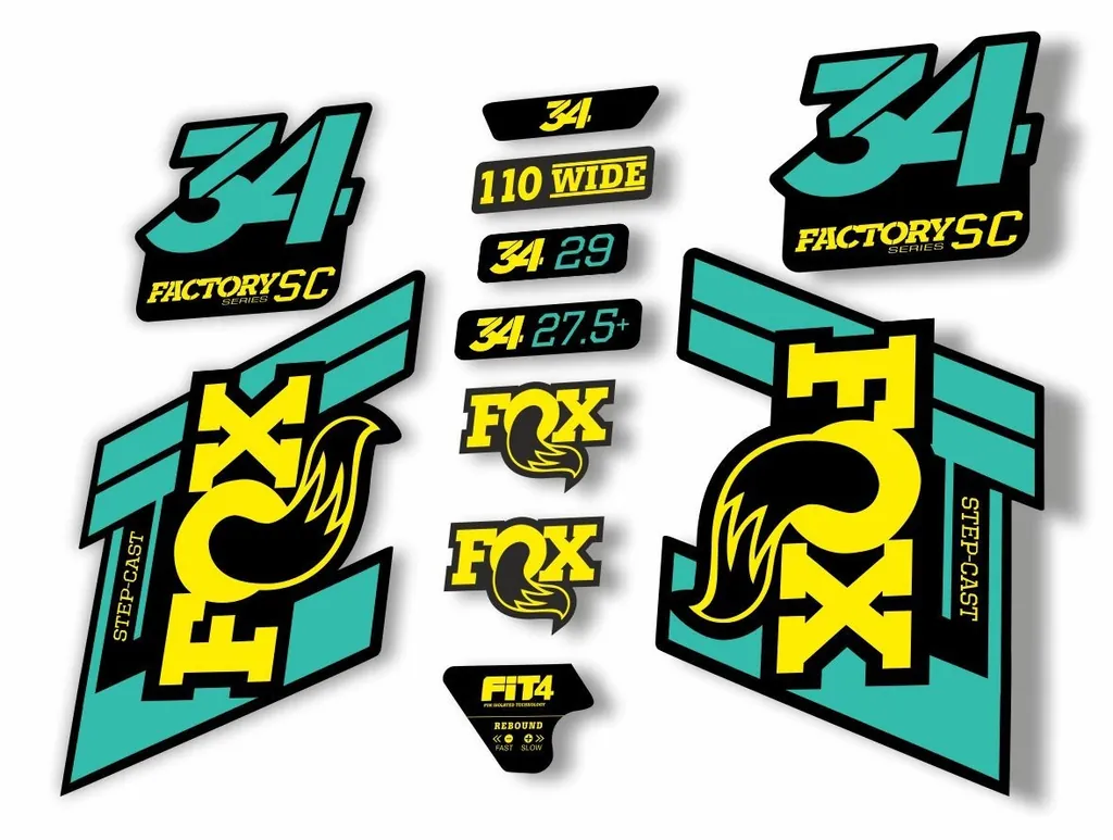 FOX 34 Step Cast SC 2019 Fork Suspension Factory Decal Sticker Dolphin Yellow
