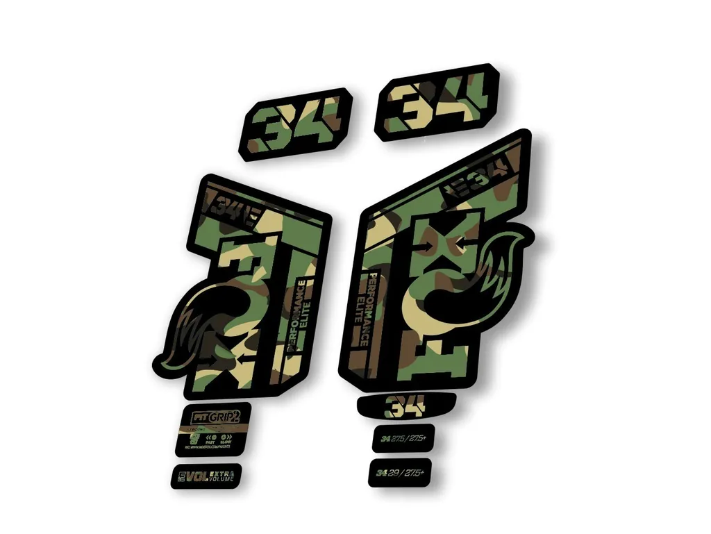 Fox 34 2022 Performance Elite E Bike Fork Decals Suspension Sticker Camo