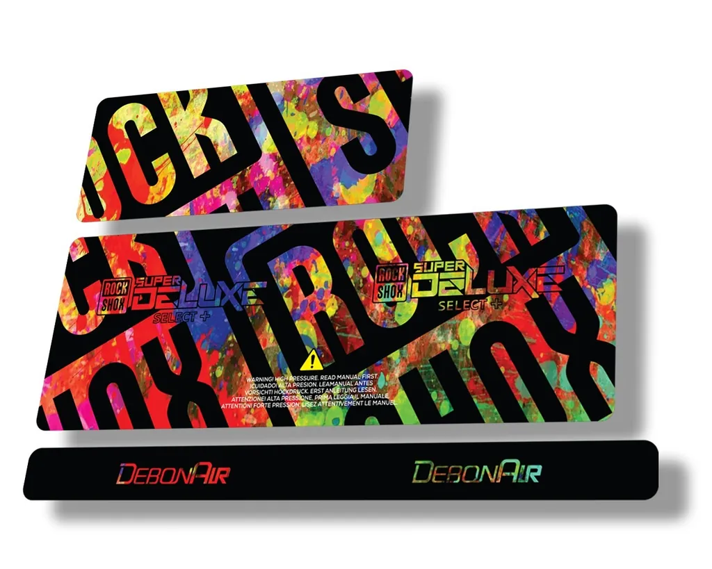 Rock Shox Super Deluxe Select Plus 2020 Rear Shock Decal Sticker Set Oil Slick