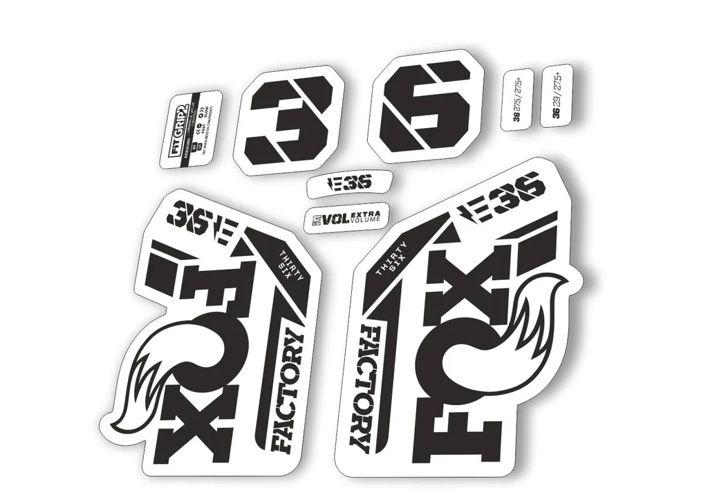 FOX 36 E-Bike Fork Decal Sticker Set 2021 Factory MTB Suspension Graphics –Black