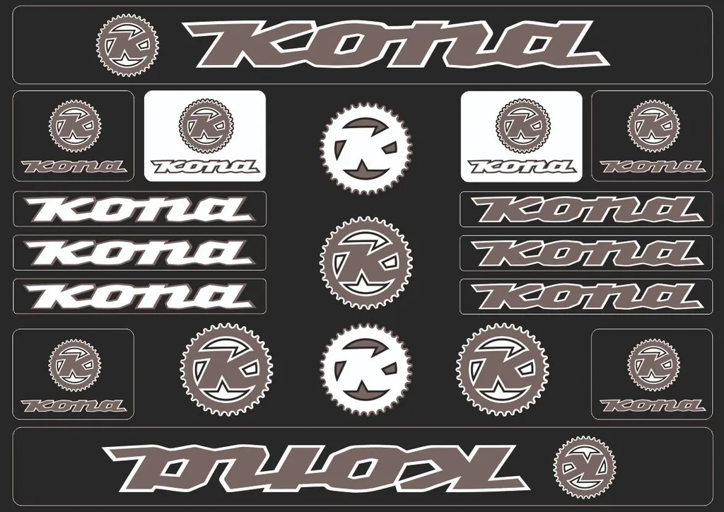 Bicycle Vinyl Frame Stickers – Compatible with KONA Bikes Gray