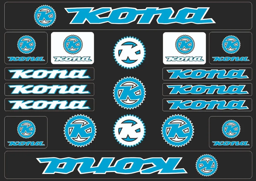 Bicycle Vinyl Frame Stickers – Compatible with KONA Bikes Blue