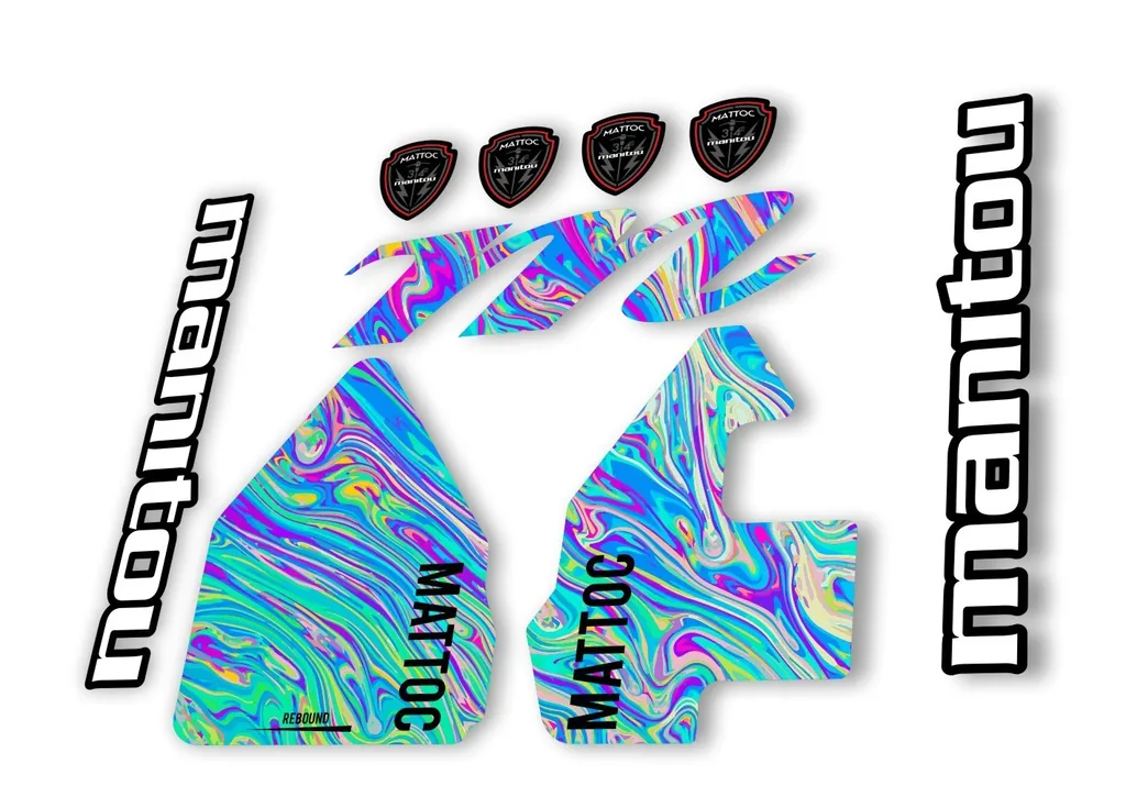 Manitou Mattoc 2017 Fork Suspension Decal Kit Sticker Set Oil Slick 1
