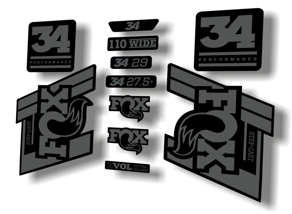 FOX 34 Step Cast SC 2020 Fork Suspension Factory Decal Sticker Set Gray