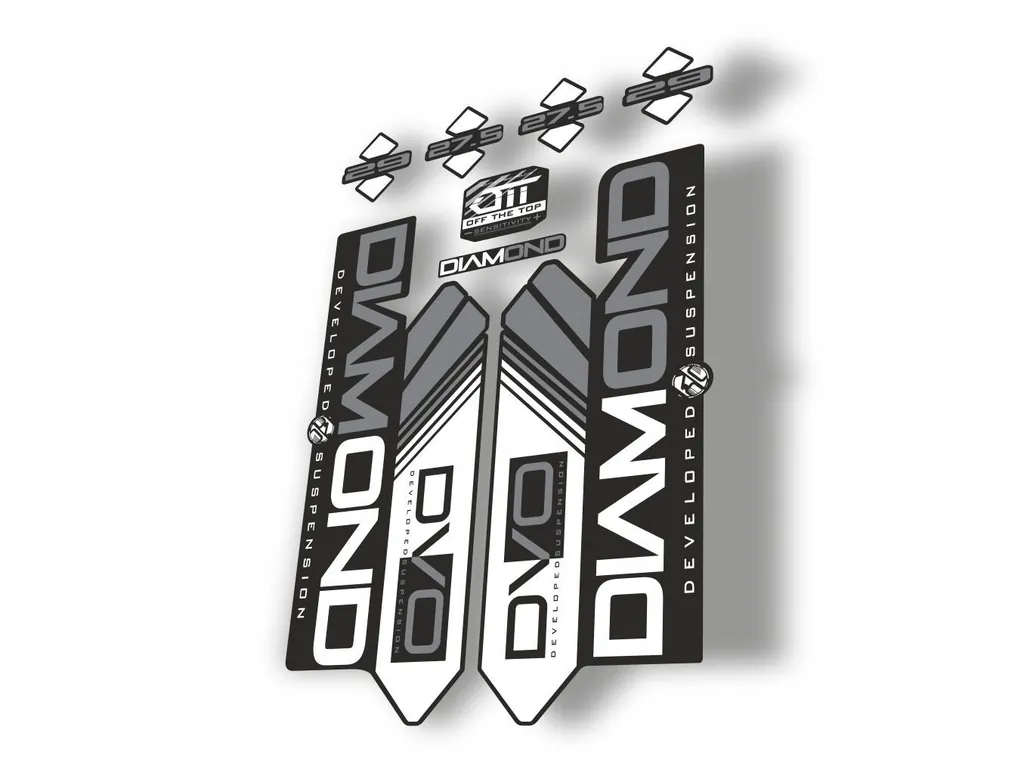 DVO 2016 Diamond 27.5 - 29 Fork Suspension Sticker Decal Kit Adhesive White
