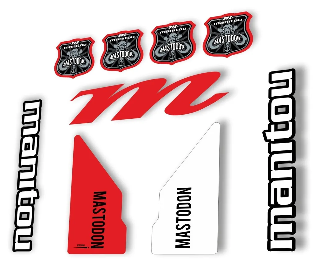 Manitou Mastadon 2017 Fork Suspension Decal Kit Sticker Set Red White