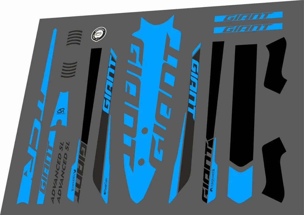 Bicycle Vinyl Stickers – Fits GIANT TCR Advanced SL Bike Frames – Blue
