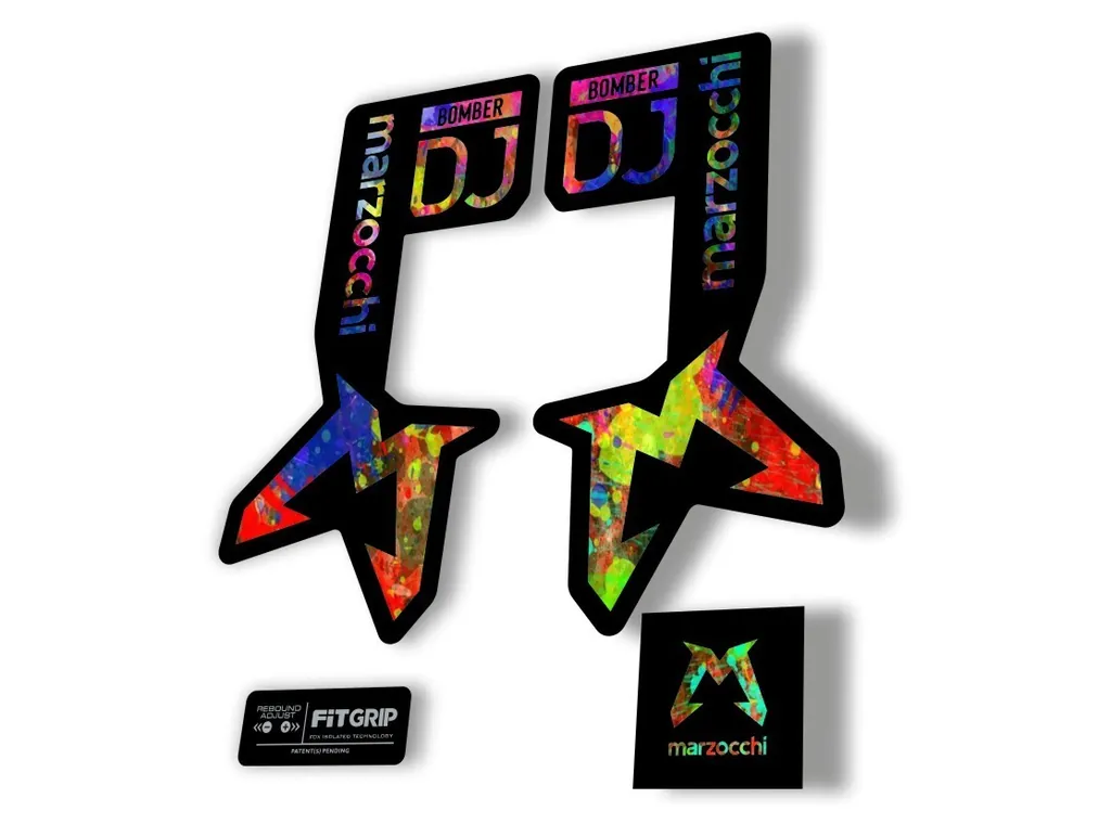 Marzocchi Bomber DJ 2025 Fork Suspension Sticker Decal Kit Adhesive Oil Slick