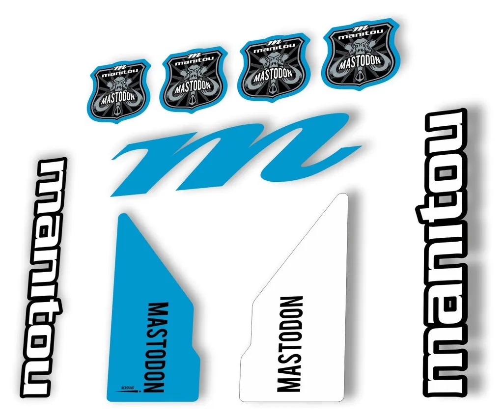 Manitou Mastadon 2017 Fork Suspension Decal Kit Sticker Set Blue White
