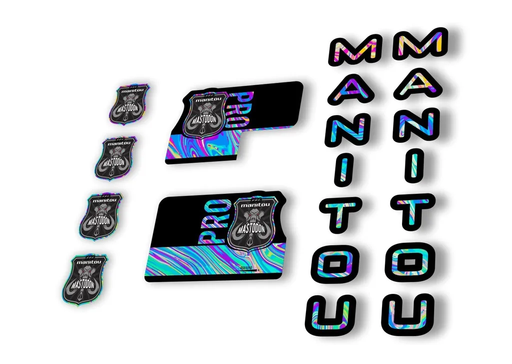 Manitou Mastadon Pro 2020 Fork Suspension Decal Kit Sticker Set Oil Slick 1