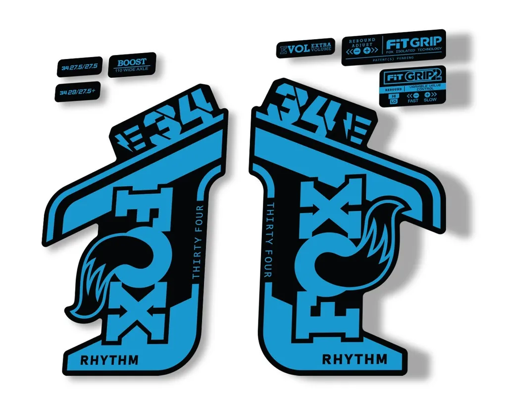 FOX 34 Rhythm E Bike 2021 Fork Decals Suspension Sticker Adhesive Blue