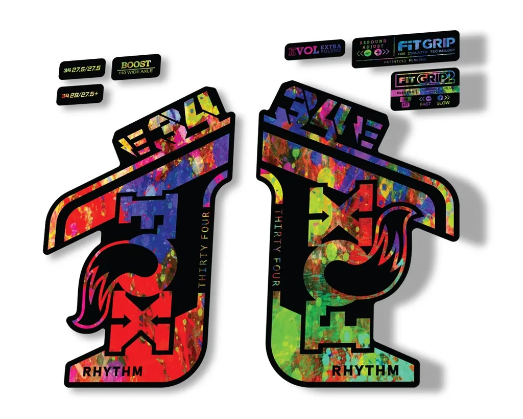 FOX 34 Rhythm E Bike 2021 Fork Decals Suspension Sticker Adhesive Oil Slick