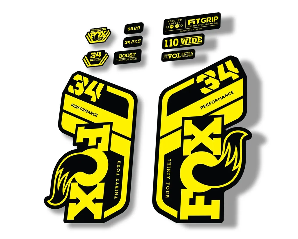 FOX 34 Performance 2021 Factory Fork Decals Suspension Sticker Yellow