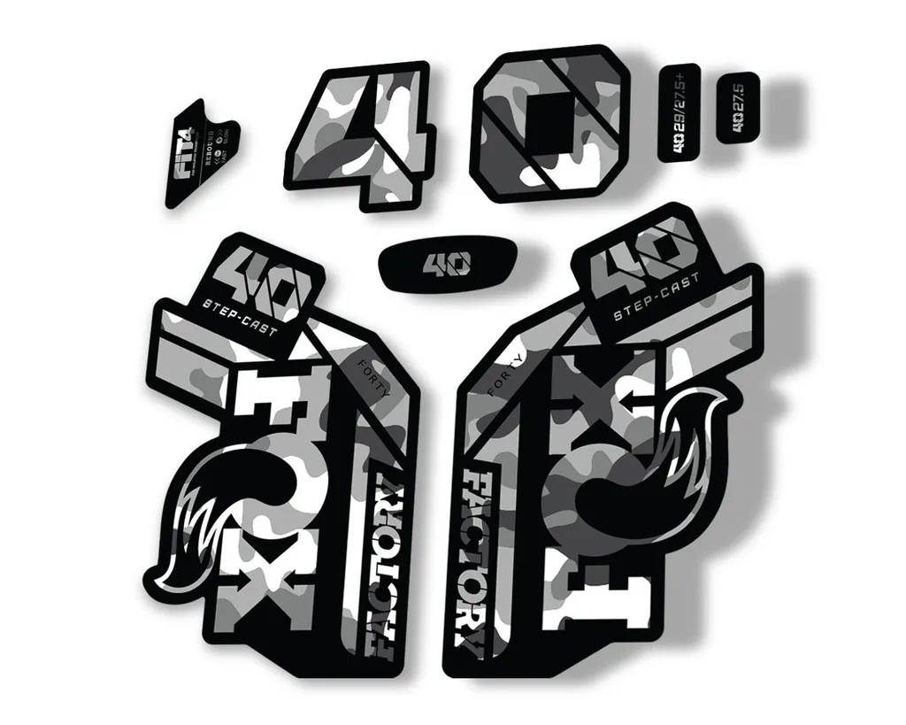 FOX 40 Step Cast SC 2021 Factory Fork Decals Suspension Sticker White Camo