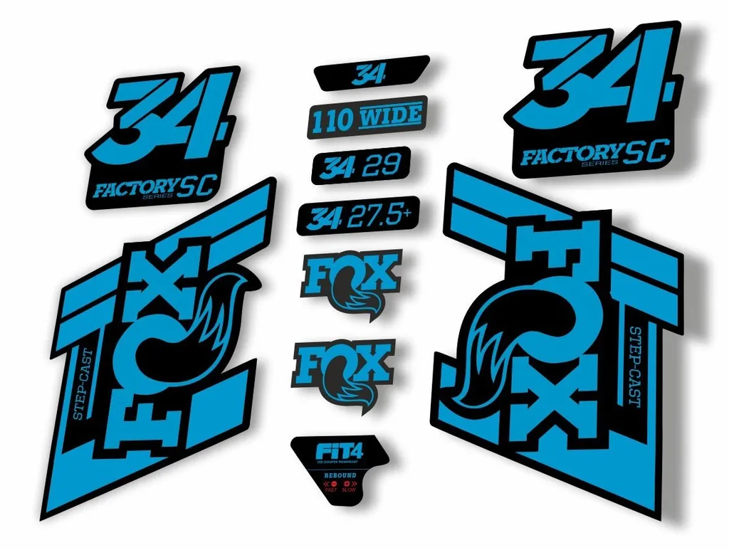 FOX 34 Step Cast SC 2019 Fork Suspension Factory Decals Stickers Adhesive Blue