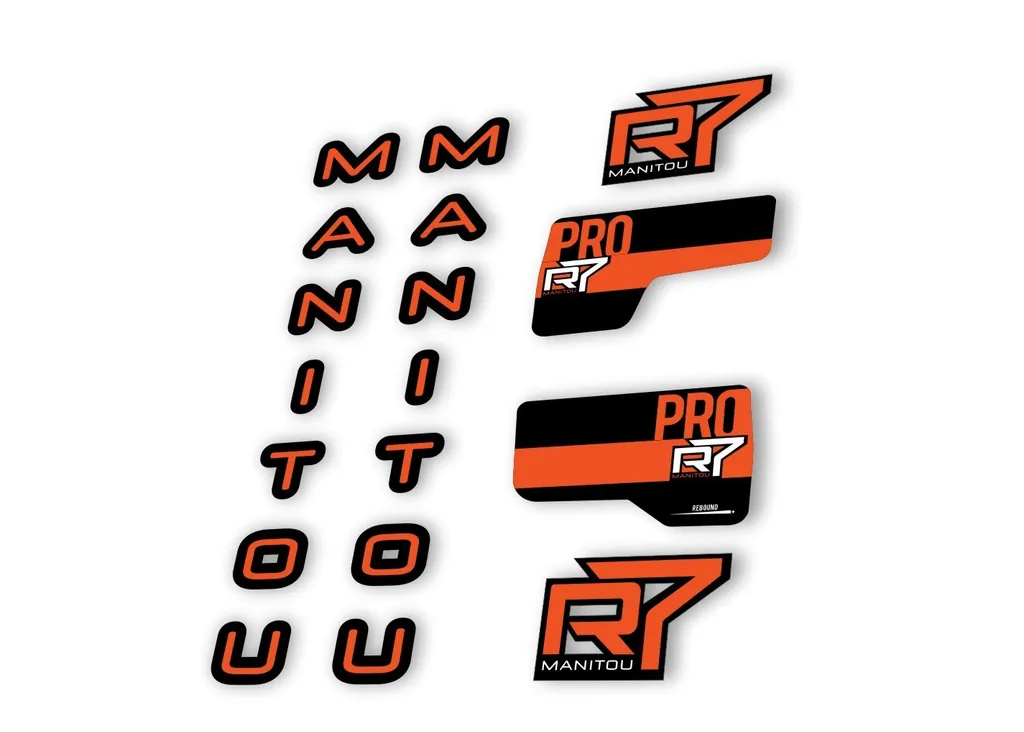 Manitou R7 Pro 2020 Fork Suspension Decal Kit Sticker Set Orange