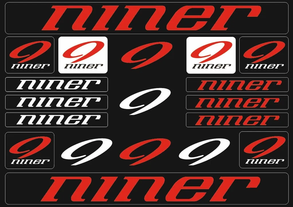 Bicycle Vinyl Stickers – Compatible with Niner Mountain Bikes – Red
