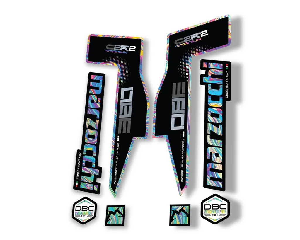 Marzocchi 380 C2R2 Titanium Suspension Graphic Decal Kit Sticker Set Oil Slick 1