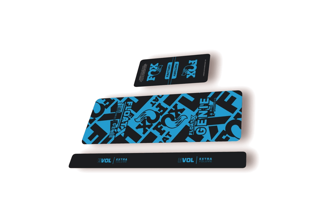 FOX Float X GENIE 2025 Rear Shock Decal Sticker Kit Adhesive Blue