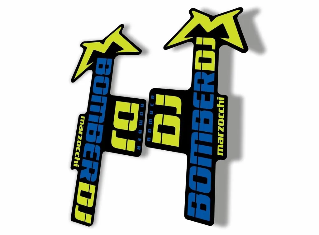 Marzocchi Bomber DJ 2020 Fork Suspension Sticker Decal Kit Adhesive Lime Blue