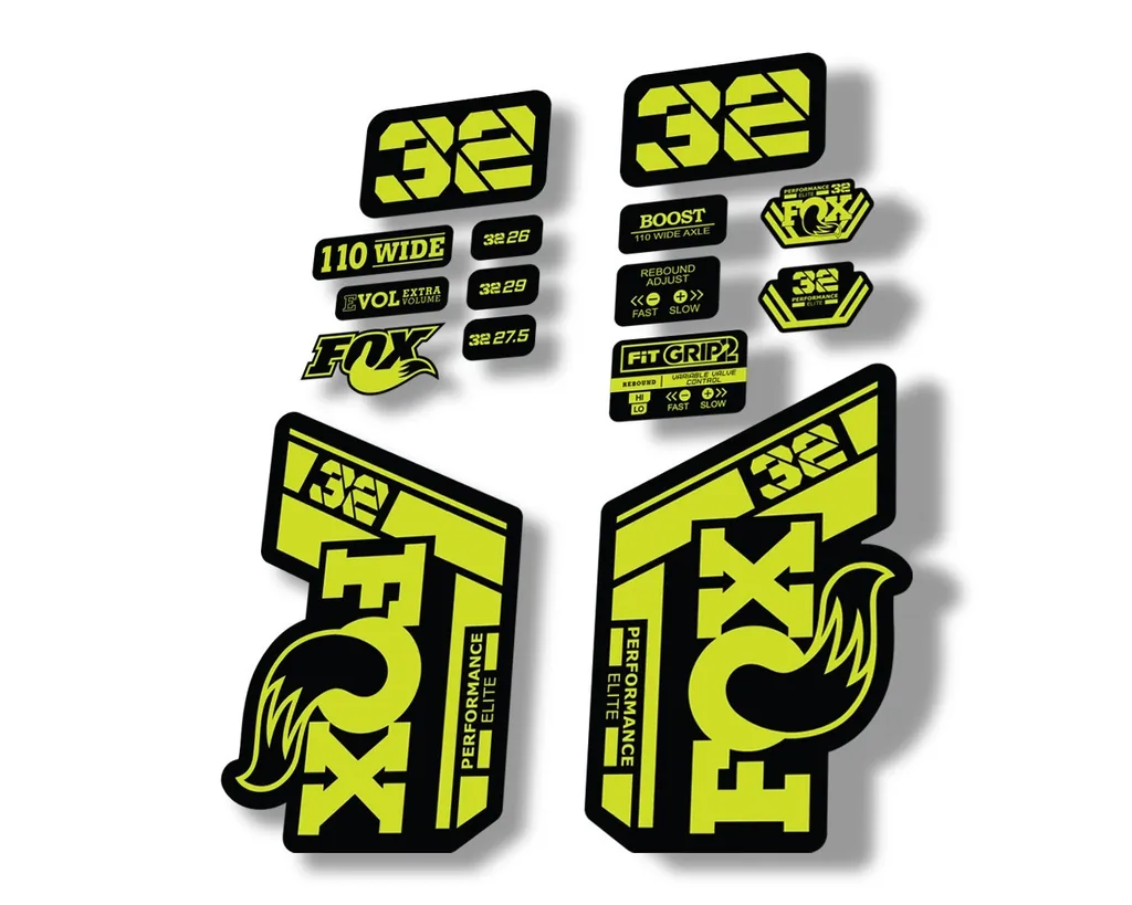 FOX 32 Performance Elite 2021 Factory Fork Decals Suspension Sticker Lime Green