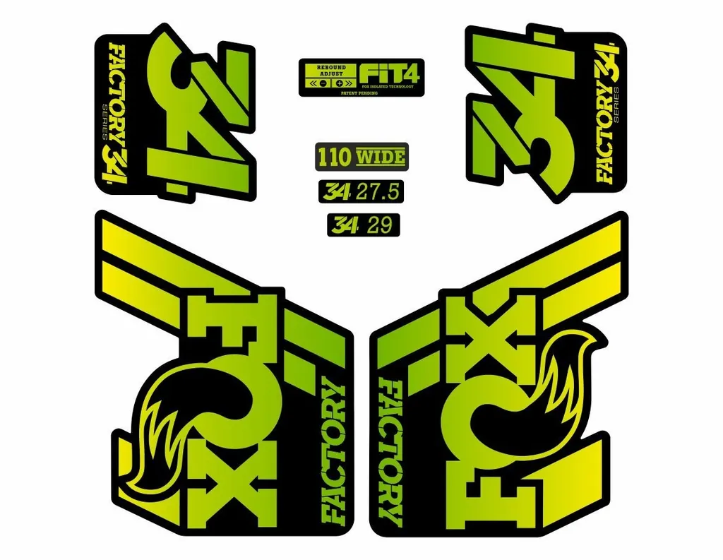 FOX 34 Float 2018-19 Forks Suspension Factory Decals Sticker Yellow Green