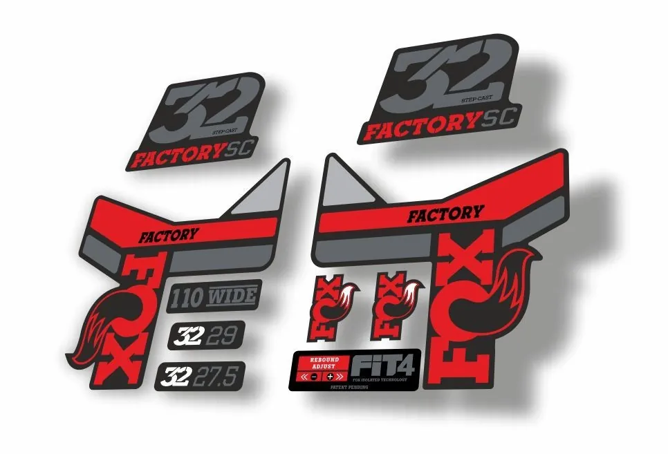 FOX 32 Step Cast SC  Fork Suspension Factory Decal Sticker Red Gray