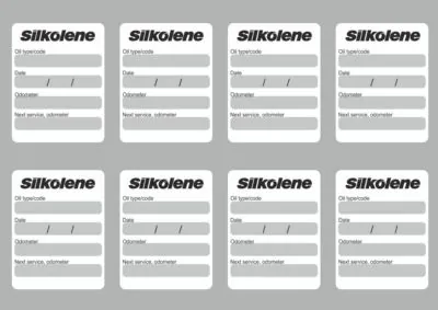 8x SILKOLENE Oil Change Service Reminder Decals Stickers Adhesive Labels Die Cut