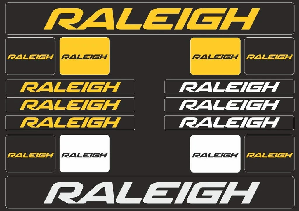 Bicycle Vinyl Stickers – Compatible with RALEIGH Mountain Bikes – Yellow