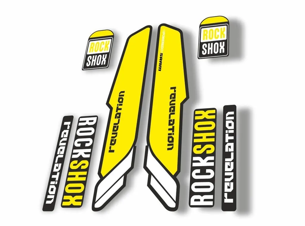 Rock Shox REVELATION 2013 Mountain Bike Cycling Decal Kit Sticker Yellow