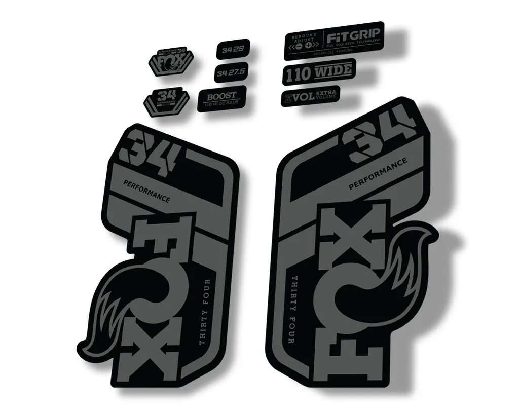 FOX 34 Performance 2021 Factory Fork Decals Suspension Sticker Gray
