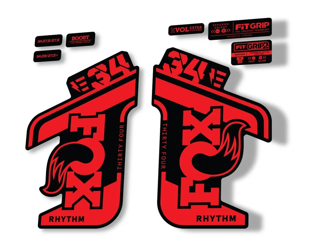 FOX 34 Rhythm E Bike 2021 Fork Decals Suspension Sticker Adhesive Red