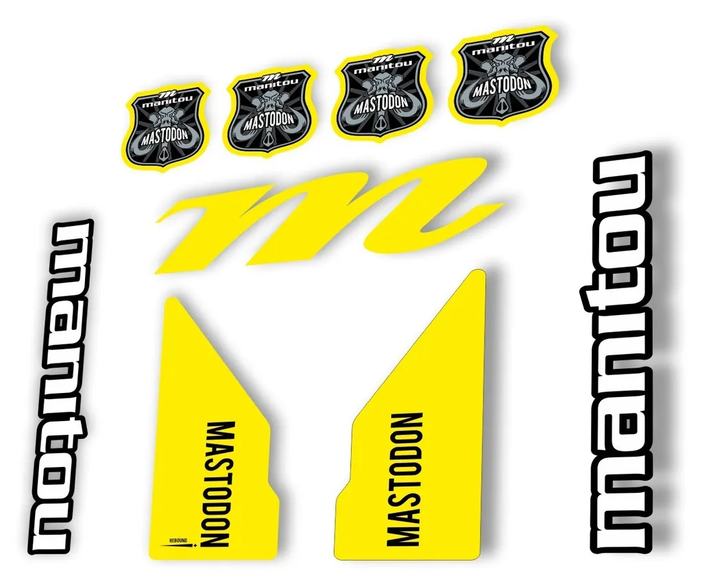 Manitou Mastadon 2017 Fork Suspension Decal Kit Sticker Set Yellow