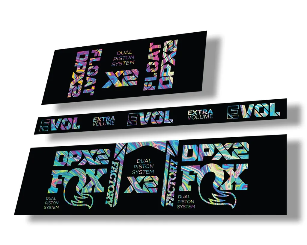 FOX Float DPX2 2021 Factory Rear Shock Suspension Sticker Decal Kit Oil Slick 1