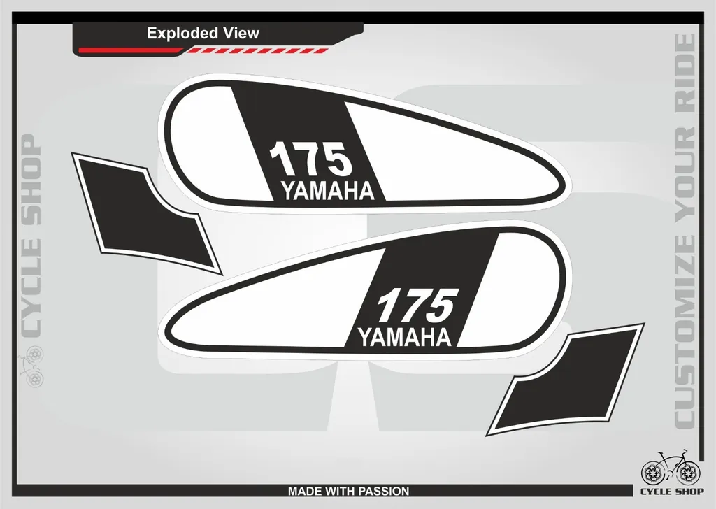 Yamaha DT 175 Full Graphic Kit Decal Sticker Wrap Set 1976