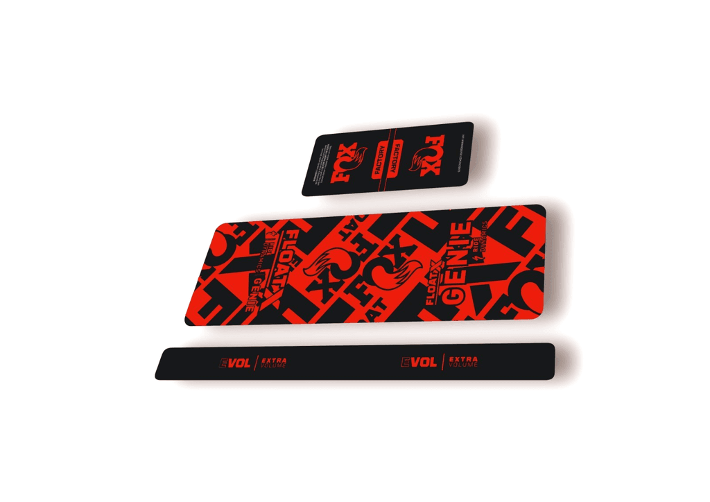 FOX Float X GENIE 2025 Rear Shock Decal Sticker Kit Adhesive Red